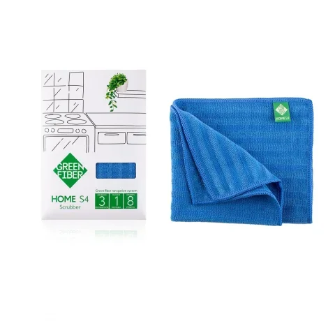 Green Fiber HOME S4 Scrubber Twist – Çift Taraflı Temizlik Bezi (30x30 cm, Mavi)