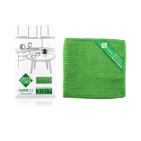 Green Fiber HOME S3 Nervürlü Temizlik Bezi – Yeşil, 30 × 30 cm