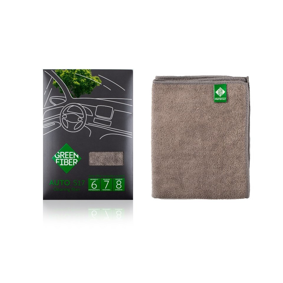 Green Fiber AUTO S17 Fiber Temizlik Bezi – Araç İçi ve Cam Temizliği için Çok Amaçlı Oto Fiber, Gri
