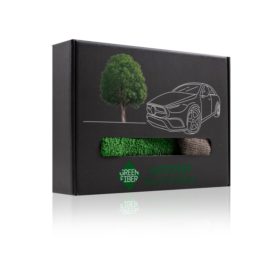 Green Fiber AUTO SET GlassAuto – Cam, Ayna ve Far Bakım Seti, Kimyasalsız Temizlik