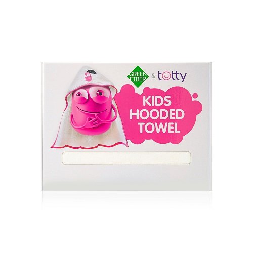 Green Fiber & Totty Köşeli Bebek Havlusu 80x80 cm Beyaz Pembe Kenarlı – Başlıklı, Ultra Emici