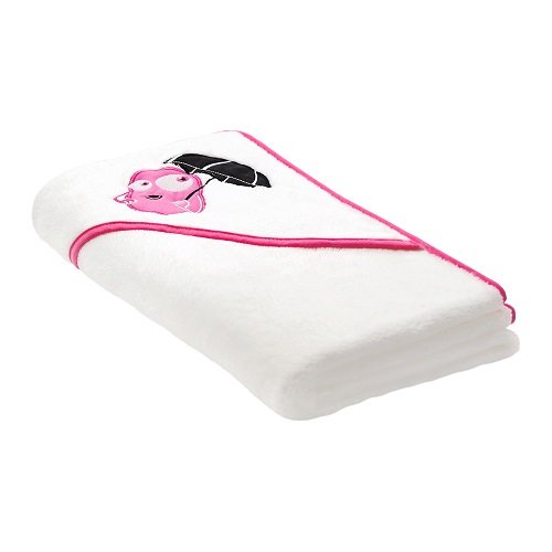 Green Fiber & Totty Köşeli Bebek Havlusu 80x80 cm Beyaz Pembe Kenarlı – Başlıklı, Ultra Emici