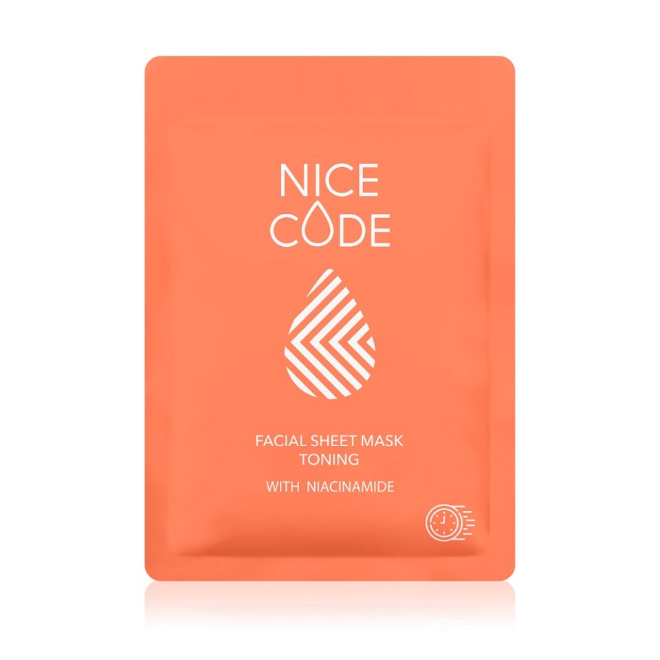Niasinamid ile Tonlayıcı Kumaş Yüz Maskesi NICE CODE, 24 ml