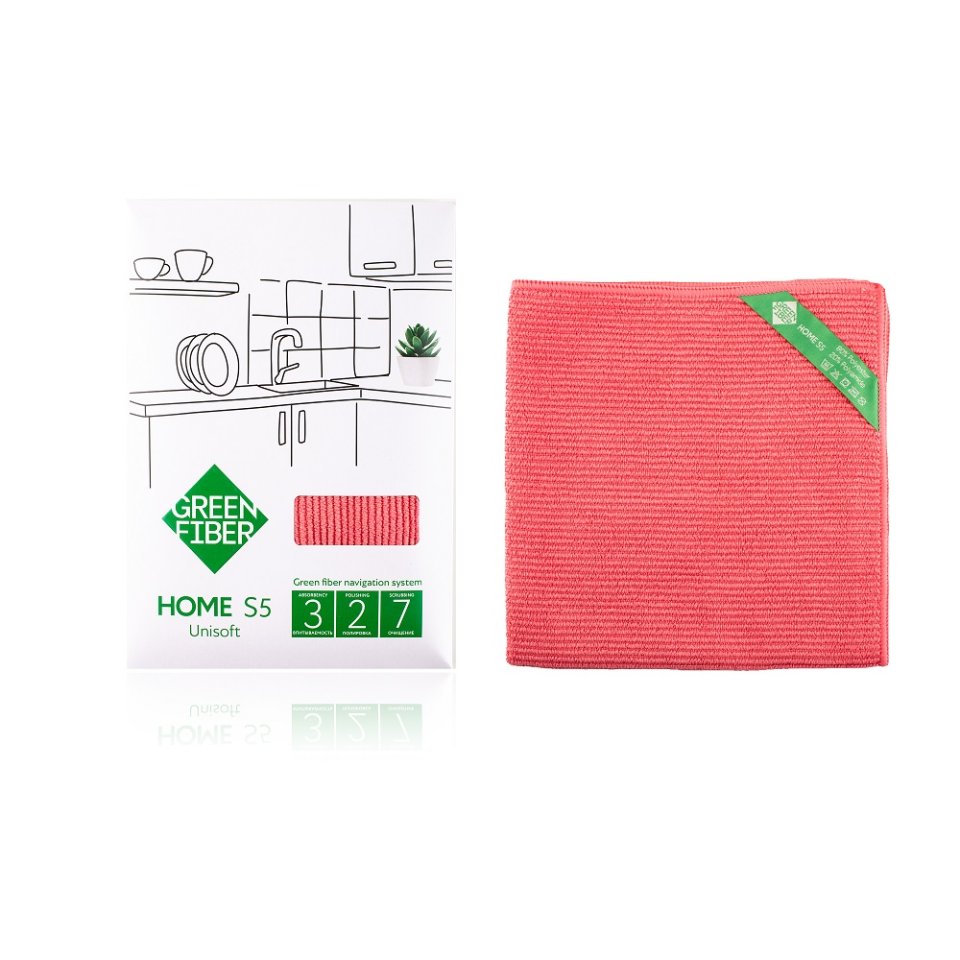 Velvet Fiber Green Fiber HOME S5 Kitchen Cleaning Cloth – Coral, 40 × 40 cm
