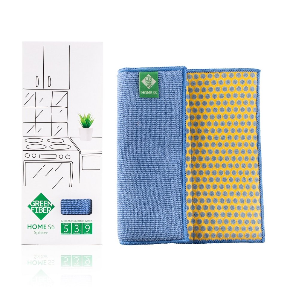 Splitter Sponge Green Fiber HOME S6 Double-Sided Cleaning Sponge – Blue, 22 × 17.5 cm