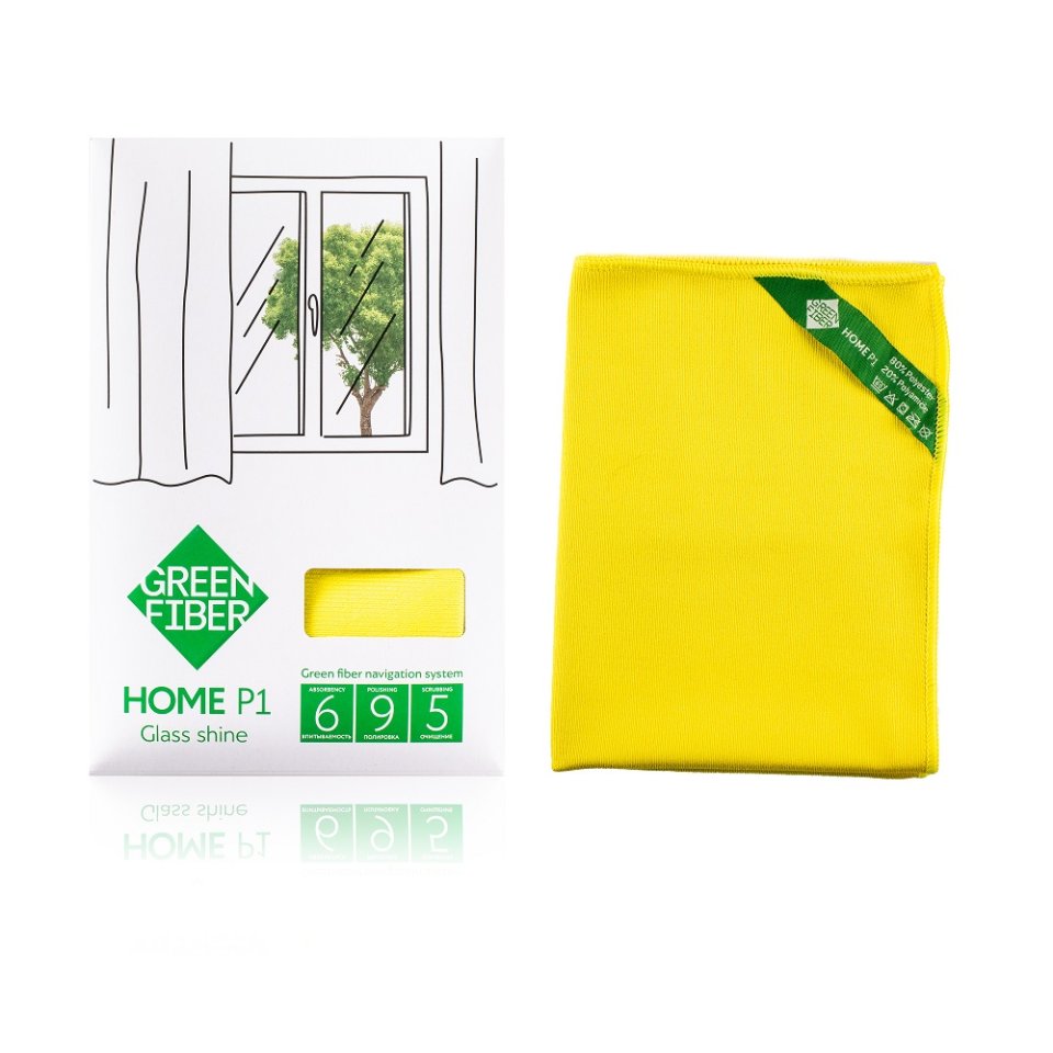 Green Fiber HOME P1 Glass & Mirror Cleaning Cloth – Streak-Free Microfiber (40 × 30 cm)