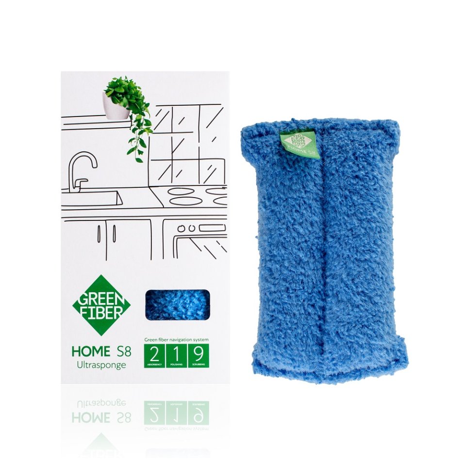 Green Fiber HOME S8 Involver Sünger – Yoğun Kir ve Yağ Temizleyici (14,5 × 7 cm)
